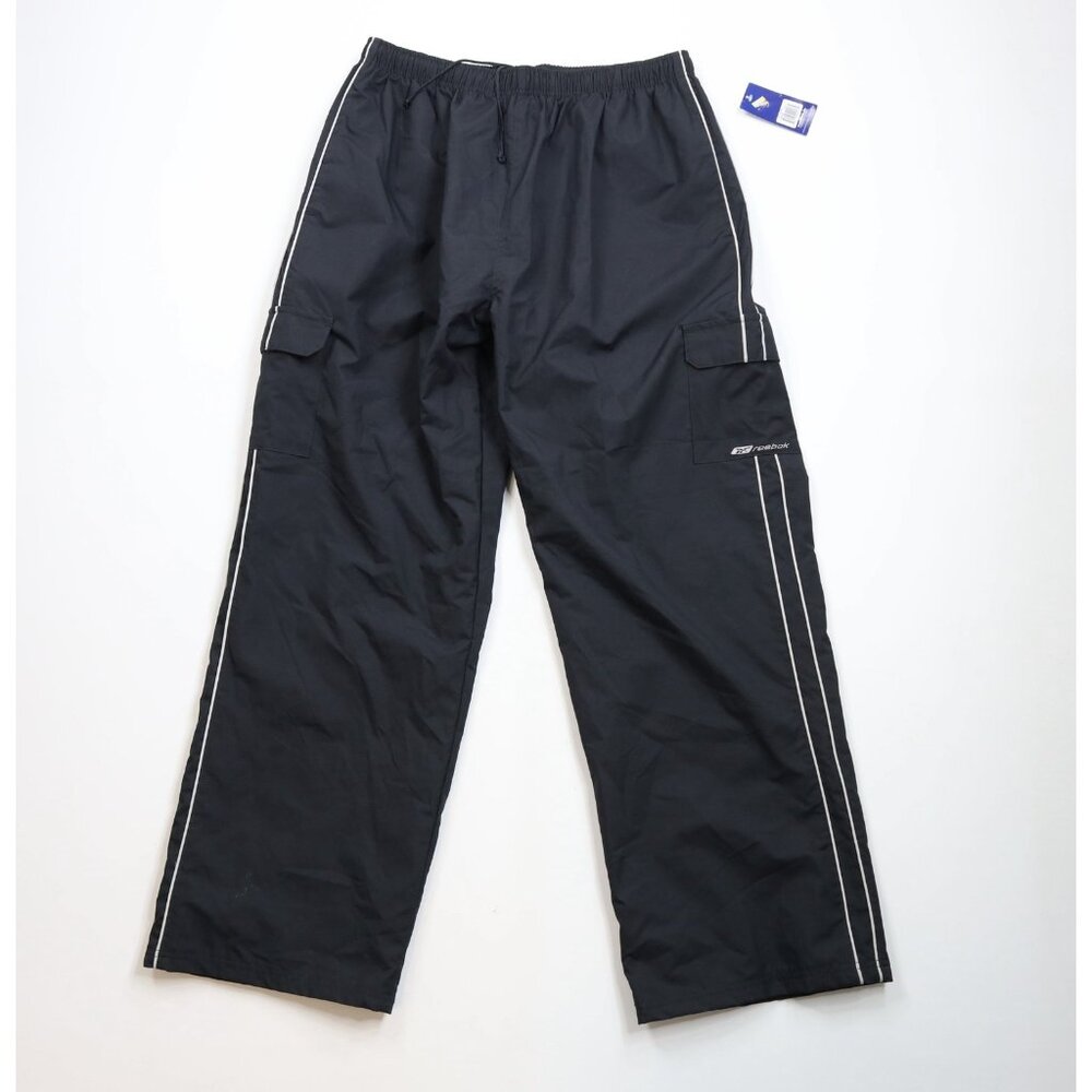 Deadstock Vintage Y2K 2000 Reebok Mens XL Spell Out Lined Wide Leg Cargo Pants